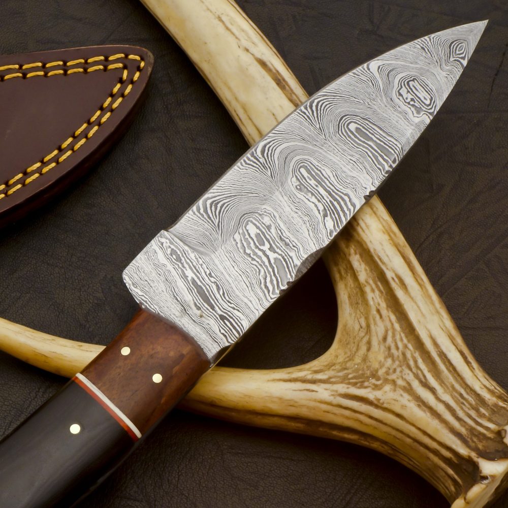 Damascus Steel Guaranteed Full TangBlade Knife Black Micarta Handle + Sheath - Image 3