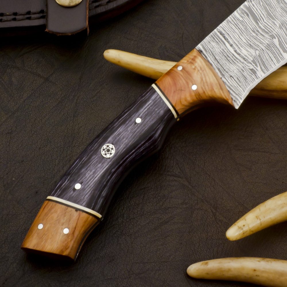 Premium Hand Forged Damascus Steel Fixed Blade Hunting Knife With Paka & Kao Wood Handle New Arrival - Image 8