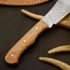 Custom Handmade Damascus Full TangSteel Blade Knife|Wood Handle & Leather Sheath - Image 5