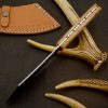 Custom Handmade Damascus Full TangSteel Blade Knife|Wood Handle & Leather Sheath - Image 7