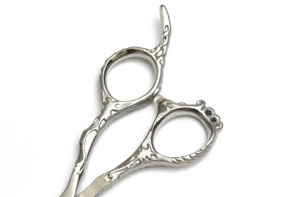 Polished Silver Haircutting Scissors - Image 4