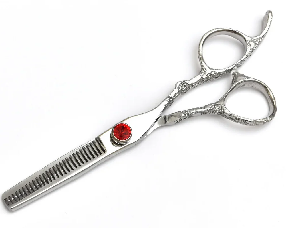Ornate Red Gem Thinning Scissors