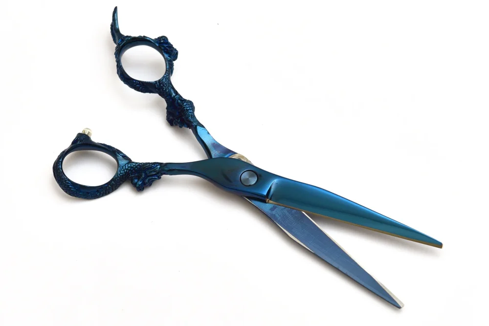 Dragon Handle Blue Hair Cutting Scissors - Image 3