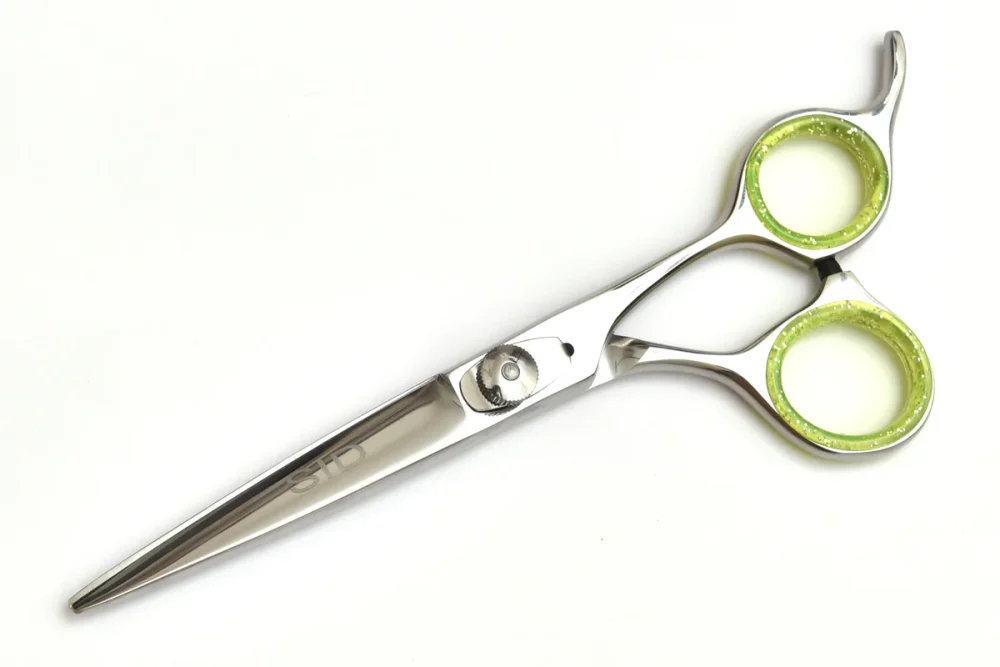 Stainless Steel Hair Cutting Scissors with Green Silicone Grip - Image 2