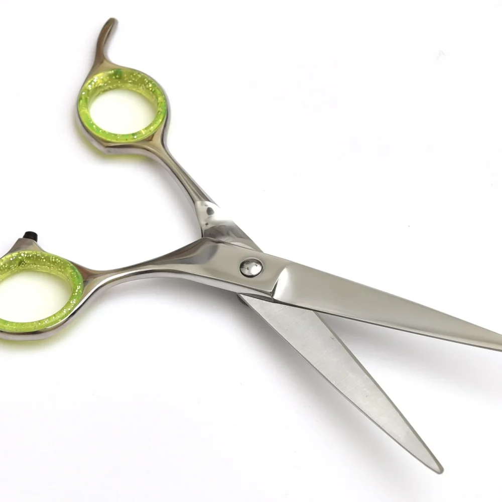 Stainless Steel Hair Cutting Scissors with Green Silicone Grip