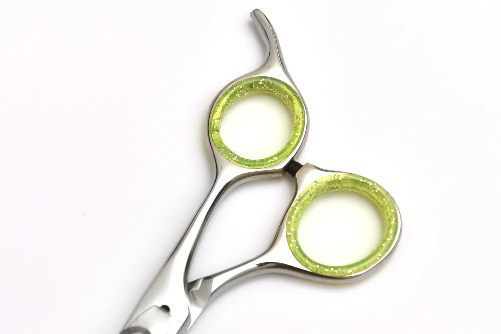 Stainless Steel Hair Cutting Scissors with Green Silicone Grip - Image 3